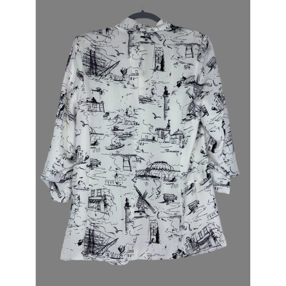 Whimsical Sketch Lightweight 3/4 Sleeve Blazer - Picture 3 of 3